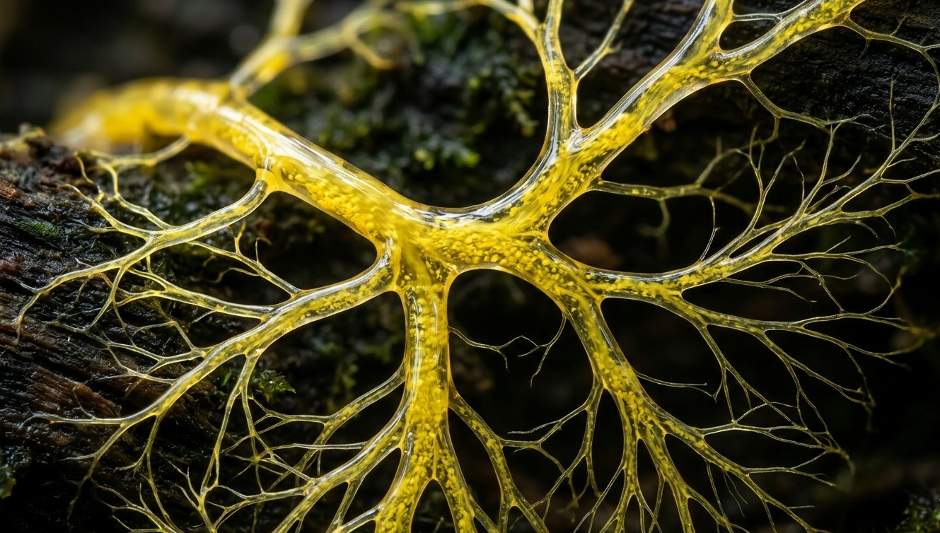 Structure cellulaire du blob Physarum polycephalum vue de près