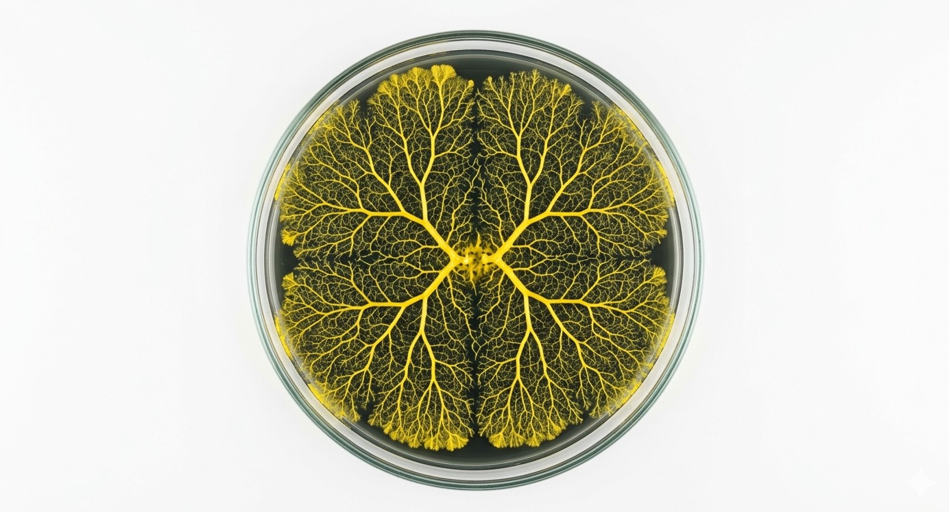 Physarum polycephalum, le blob jaune dans son environnement